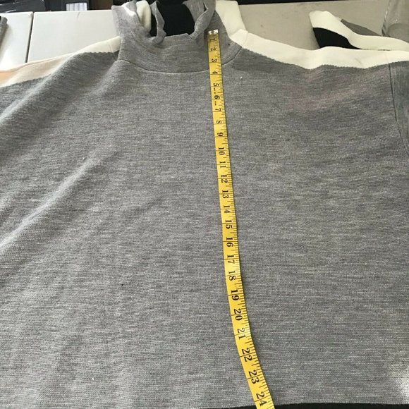 Tommy Hilfiger Women's Gray Black Stripes Textured Logo Hoodie Sweatshirt Size L - Picture 10 of 11